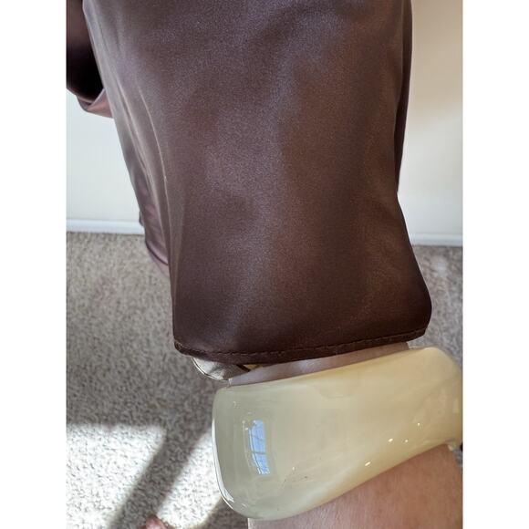 VNTG Betsey And Adam Sheer Halter Chocolate Brown Gown Size 16 - Picture 5 of 13